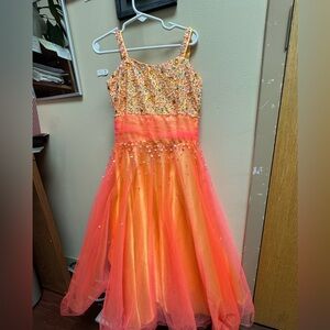 Tiffany Designs Orange and Pink Kids Pageant Dress